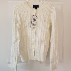 Girls Ralph Lauren Button Down Sweater Size 8-10 color: Warm White